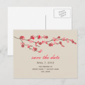 Waterverf Cherry Blossom Wedding Save the Date Aankondigingskaart (Voorkant / Achterkant)