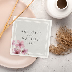 Waterverf Cherry Blossom Wedding Servetten