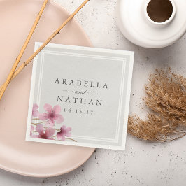 Waterverf Cherry Blossom Wedding Servetten