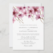 Waterverf Cherry Blossom Wedding Uitnodiging (Voorkant)