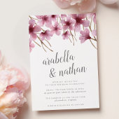 Waterverf Cherry Blossom Wedding Uitnodiging