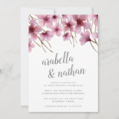 Waterverf Cherry Blossom Wedding Uitnodiging (Voorkant)