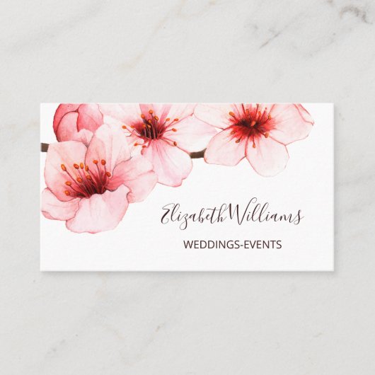 Waterverf Cherry Blossom White | Qr-code Visitekaartje (Voorkant)