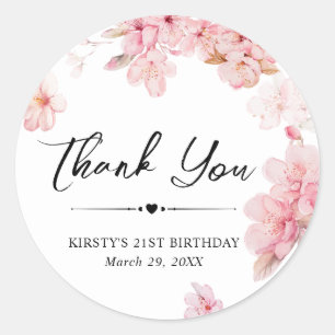 Waterverf Cherry Blossom Wreath Birthday Party Ronde Sticker