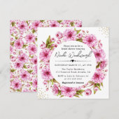 Waterverf Cherry Blossom Wreath Vrijgezellenfeest Kaart (Voorkant / Achterkant)