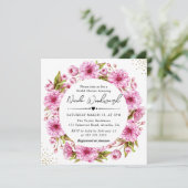 Waterverf Cherry Blossom Wreath Vrijgezellenfeest Kaart (Staand voorkant)