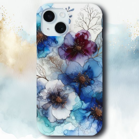 Waterverf Cherry Blossoms Blauw en Paars Case-Mate iPhone Case