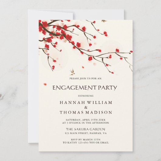 Waterverf Cherry Blossoms Bloemen Bloemen Verlovin Kaart (Voorkant)