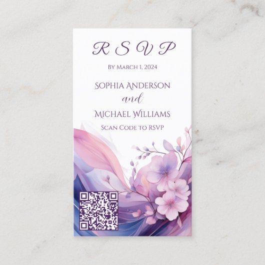 Waterverf Cherry Blossoms-RSVP-QR code- Visitekaartje (Voorkant)