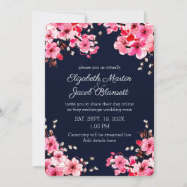 Waterverf Cherry Blossoms Virtual Wedding Kaart