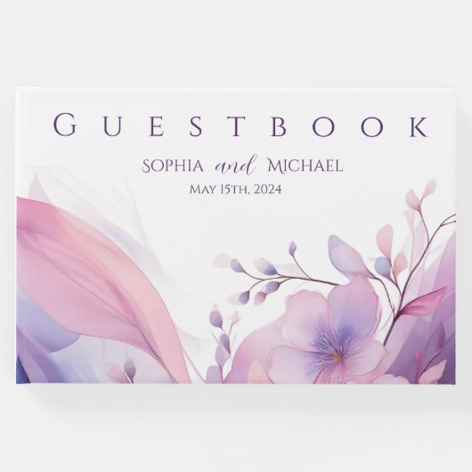 Waterverf Cherry Blossoms-Wedding Guest Book Gastenboek (Voorkant)