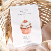 Waterverf Cherry Cupcake Baby shower Kaart