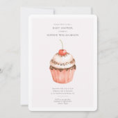 Waterverf Cherry Cupcake Baby shower Kaart (Voorkant)