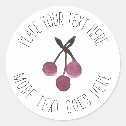 Waterverf Cherry Custom Sticker of Label (Voorkant)
