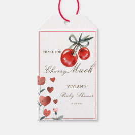 Waterverf Cherry en Heart Floral Dank u Cadeaulabel
