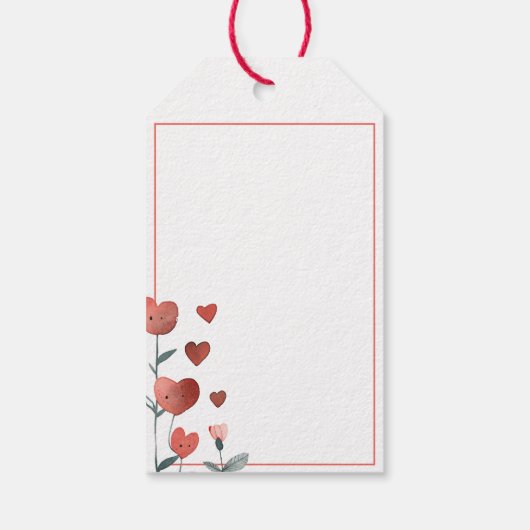 Waterverf Cherry en Heart Floral Dank u Cadeaulabel (Achterkant)