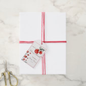 Waterverf Cherry en Heart Floral Dank u Cadeaulabel (Met Touw)