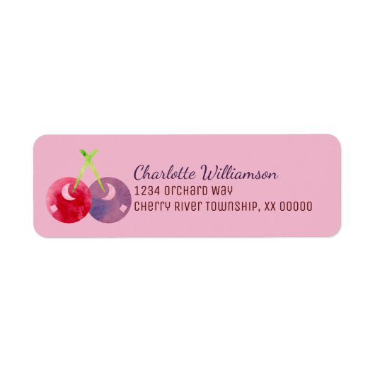 Waterverf Cherry gepersonaliseerd Etiket (Voorkant)