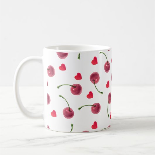 Waterverf Cherry Heart Koffiemok (Links)