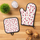 Waterverf Cherry Heart Ovenwant & Pannenlap Set (Top down)