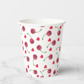 Waterverf Cherry Heart Papieren Bekers (Voorkant)