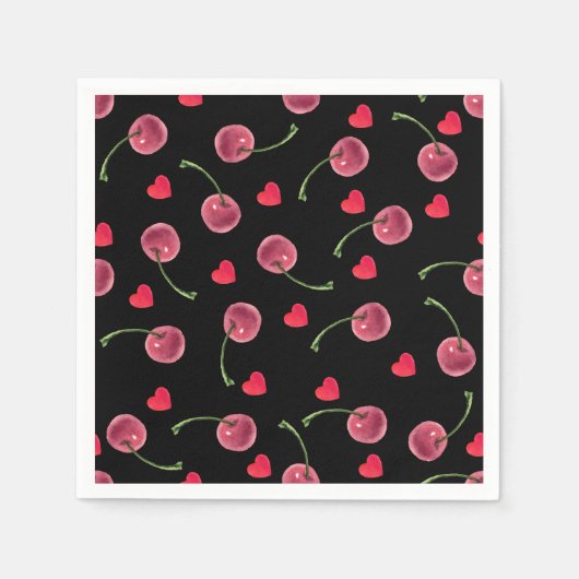 Waterverf Cherry Heart Servet (Voorkant)