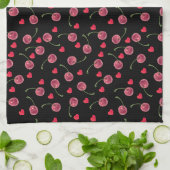 Waterverf Cherry Heart Theedoek (Gevouwen)