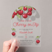 Waterverf Cherry op Top Baby shower Acryl Uitnodigingen (Insitu (Draagbaar))