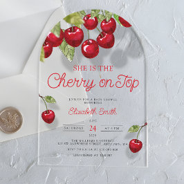 Waterverf Cherry op Top Baby shower Acryl Uitnodigingen