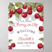 Waterverf Cherry Op Top Baby shower Welkom Poster (Voorkant)