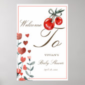 Waterverf Cherry Op Top Baby shower Welkom Poster (Voorkant)