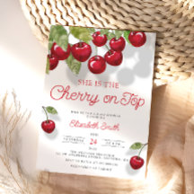 Waterverf Cherry op uitnodiging van Top Baby