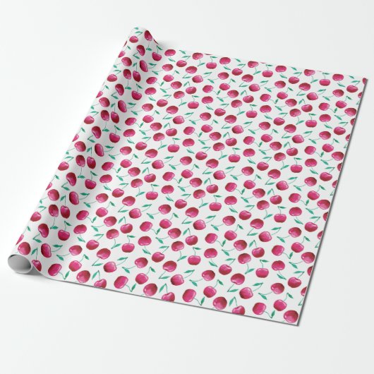 Waterverf Cherry Pattern Cadeaupapier (Uitgerold)