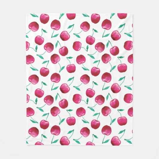 Waterverf Cherry Pattern Fleece Deken (Voorkant)