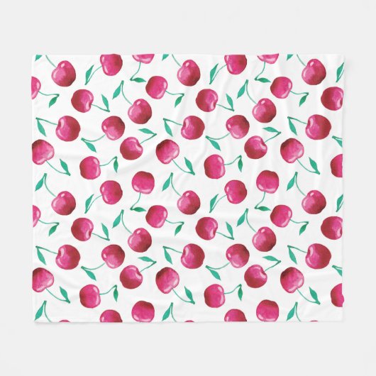Waterverf Cherry Pattern Fleece Deken (Voorkant (Horizontaal))