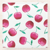 Waterverf Cherry Pattern Glazen Onderzetter (Voorkant)