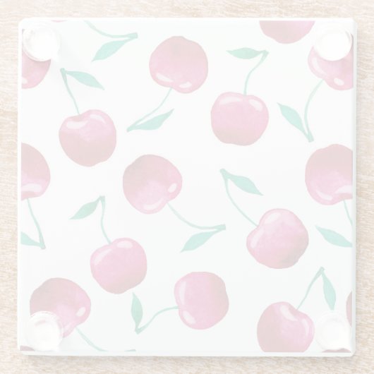 Waterverf Cherry Pattern Glazen Onderzetter (Achterkant)