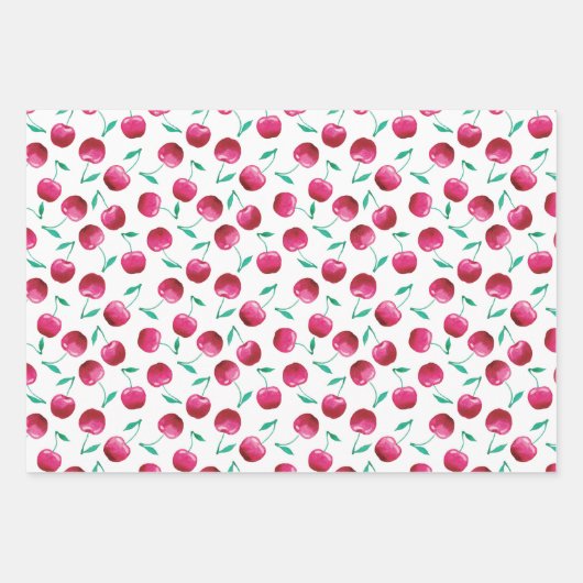 Waterverf Cherry Pattern Inpakpapier Vel (Voorkant 2)