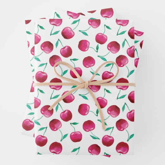 Waterverf Cherry Pattern Inpakpapier Vel (In situ)