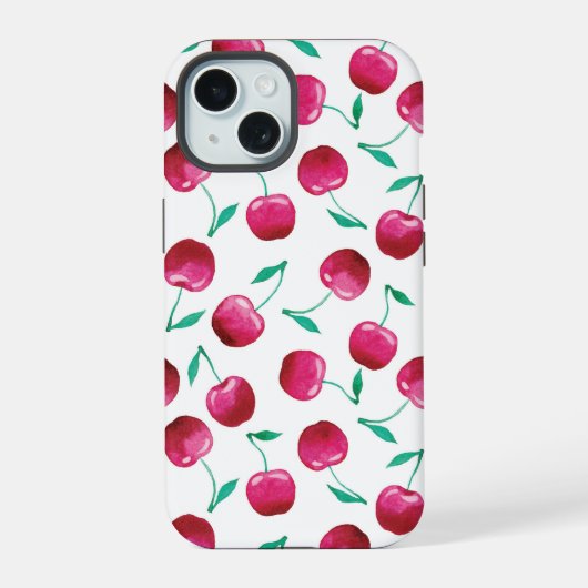 Waterverf Cherry Pattern iPhone 15 Case (Achterkant)