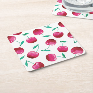 Waterverf Cherry Pattern Kartonnen Onderzetters