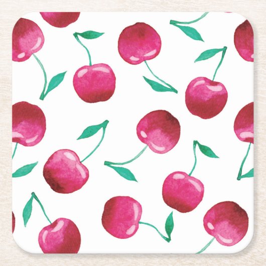Waterverf Cherry Pattern Kartonnen Onderzetters (Voorkant)