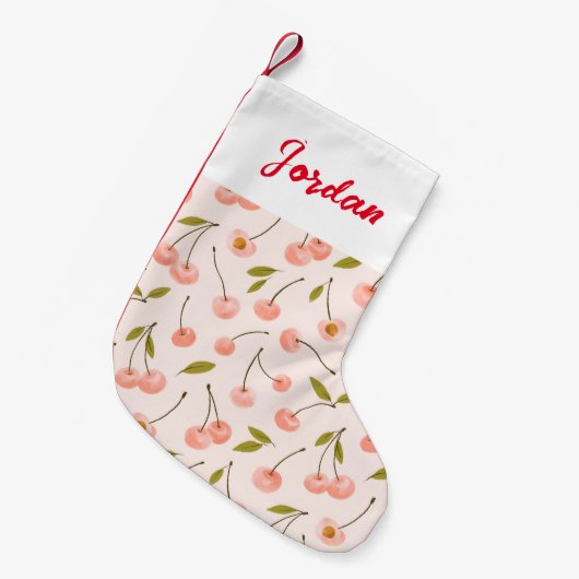 Waterverf Cherry Pattern Kleine Kerstsok (Voorkant (Hangend))