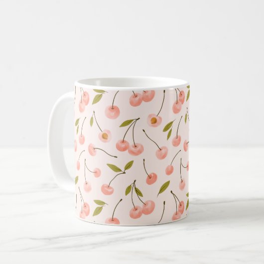 Waterverf Cherry Pattern Koffiemok (Voorkant links)