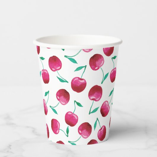 Waterverf Cherry Pattern Papieren Bekers (Voorkant)