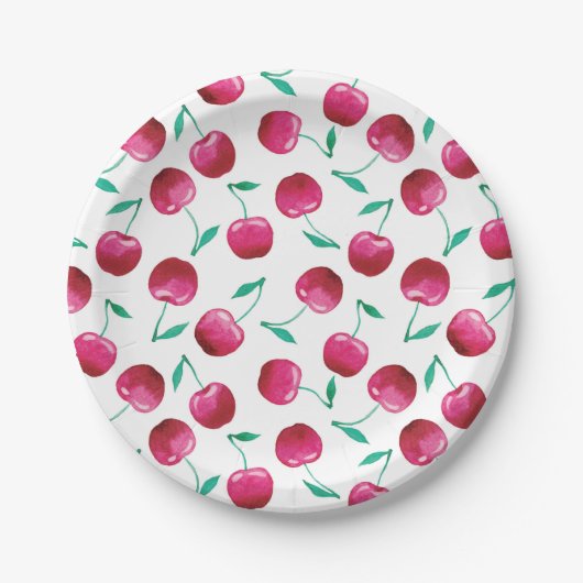 Waterverf Cherry Pattern Papieren Bordje (Voorkant)
