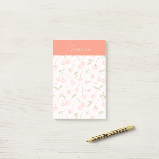Waterverf Cherry Pattern Post-it® Notes (Op bureau)