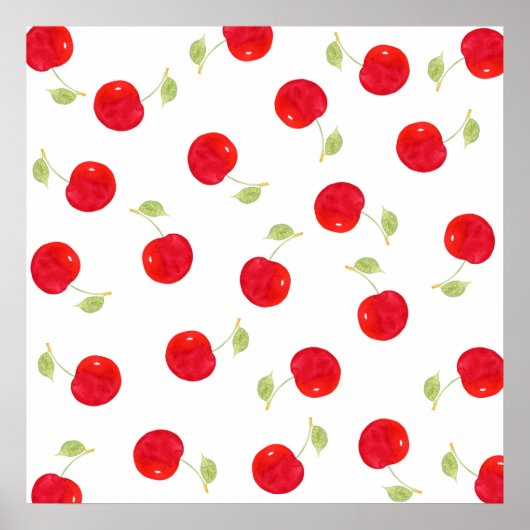 Waterverf Cherry Pattern Poster (Voorkant)