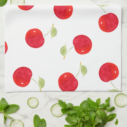 Waterverf Cherry Pattern Theedoek (Gevouwen)