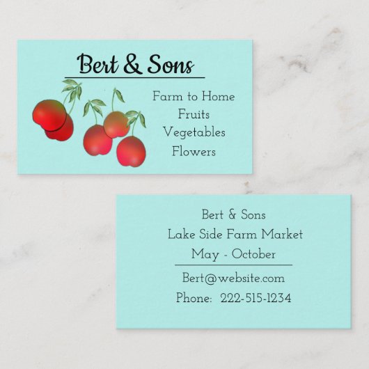 Waterverf Cherry Stems Visitekaartje (Voorkant / Achterkant)